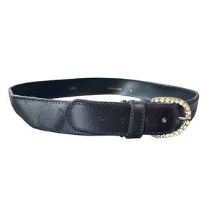 4/$24 Black Satin‎ with Silver Embellished Rhinestone Buckle Belt